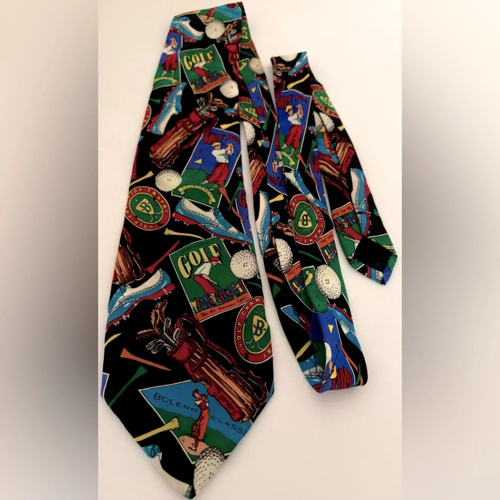 Addiction Golf Tournament Theme Men's 100% Silk Hand Made Necktie